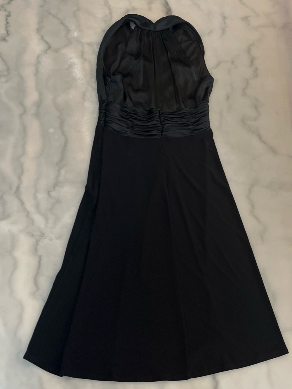 Evan Picone Black Satin Finish Halter Evening Gown - Picture 4 of 5